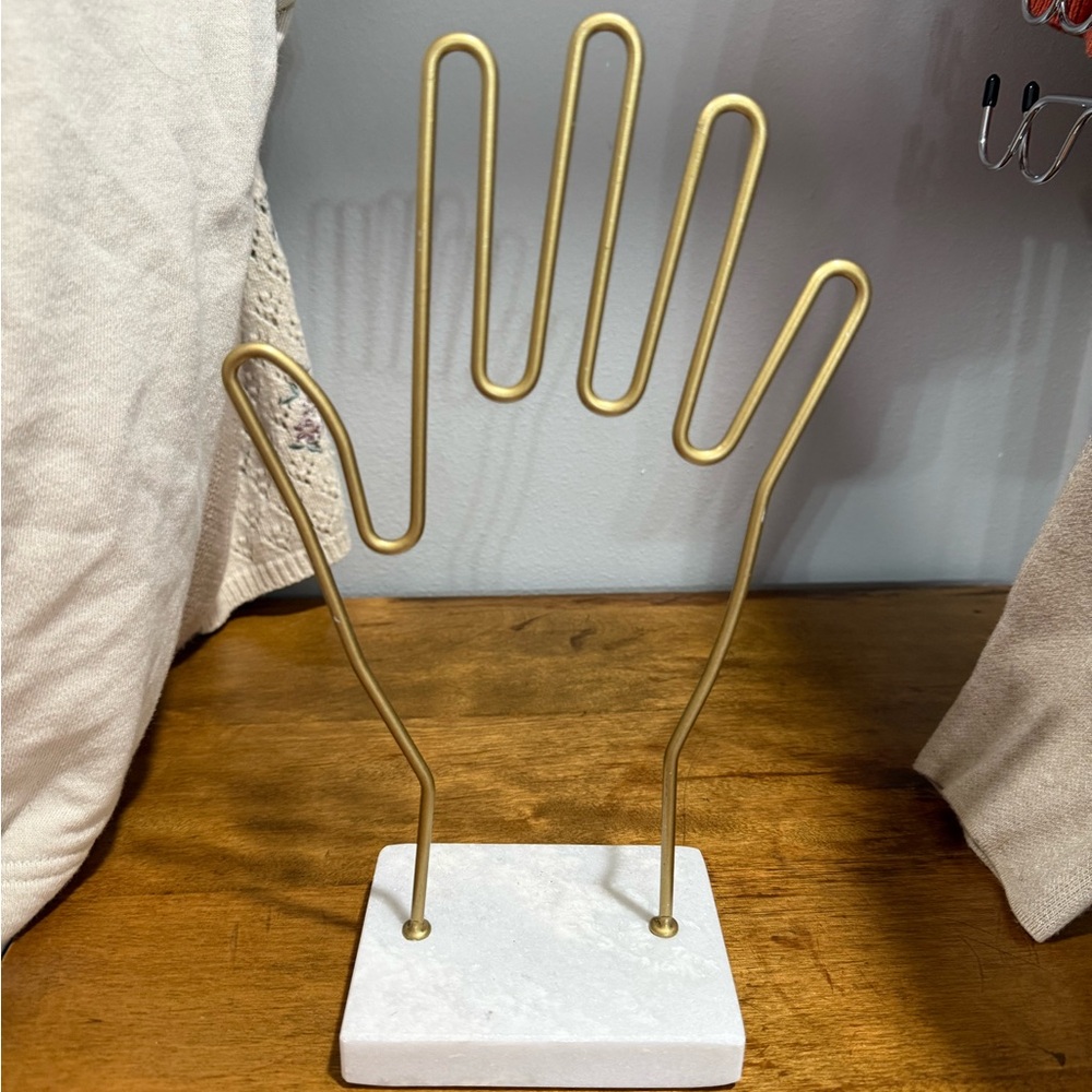 Gold Wire Hand Sculpture on Marble Base
